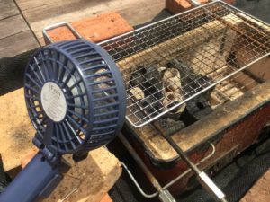 扇風機で強制着火