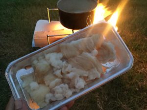 焚火にホルモン
