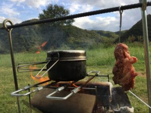五徳において遠火にする