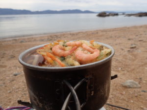 アルミパーソナルクッカーでうどん