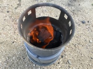 炭火で二次燃焼