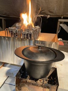 ロウリュで火起こし