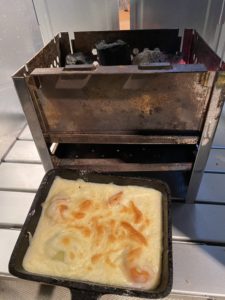 カマド型焚火台でドリア