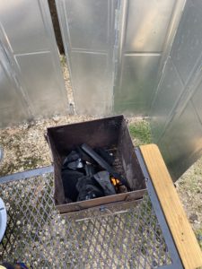 ボックスストーブに着火