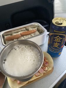 車内で乾杯