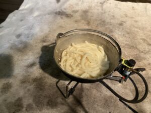 温泉湯豆腐で作るうどん