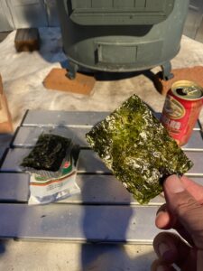 韓国のりで本麒麟を飲む