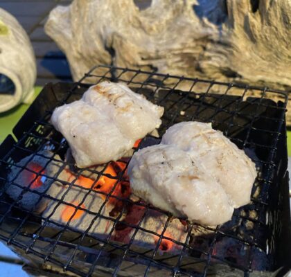 鱧が焼き上がる