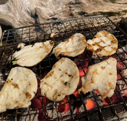 鶏のしゃぶしゃぶ用を焼いてみる