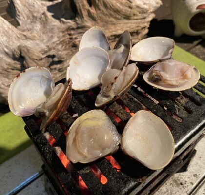 蛤を焼く
