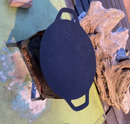 炭火でDAISOのマルチグリドルを使う